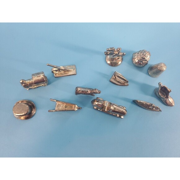 Monopoly Replacement Gold Tone Tokens 12 PcCollectible Metal Board Game Parts - Picture 3 of 6